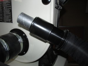 small flexible hose easily disconnects for table clean-up