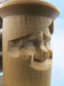 t helps to redraw the eye line and upper eyelid line. Using a very sharp 2mm V-tool, cut the upper eyelid line. Notice this cut dips slightly below the eye line and continues around the head.